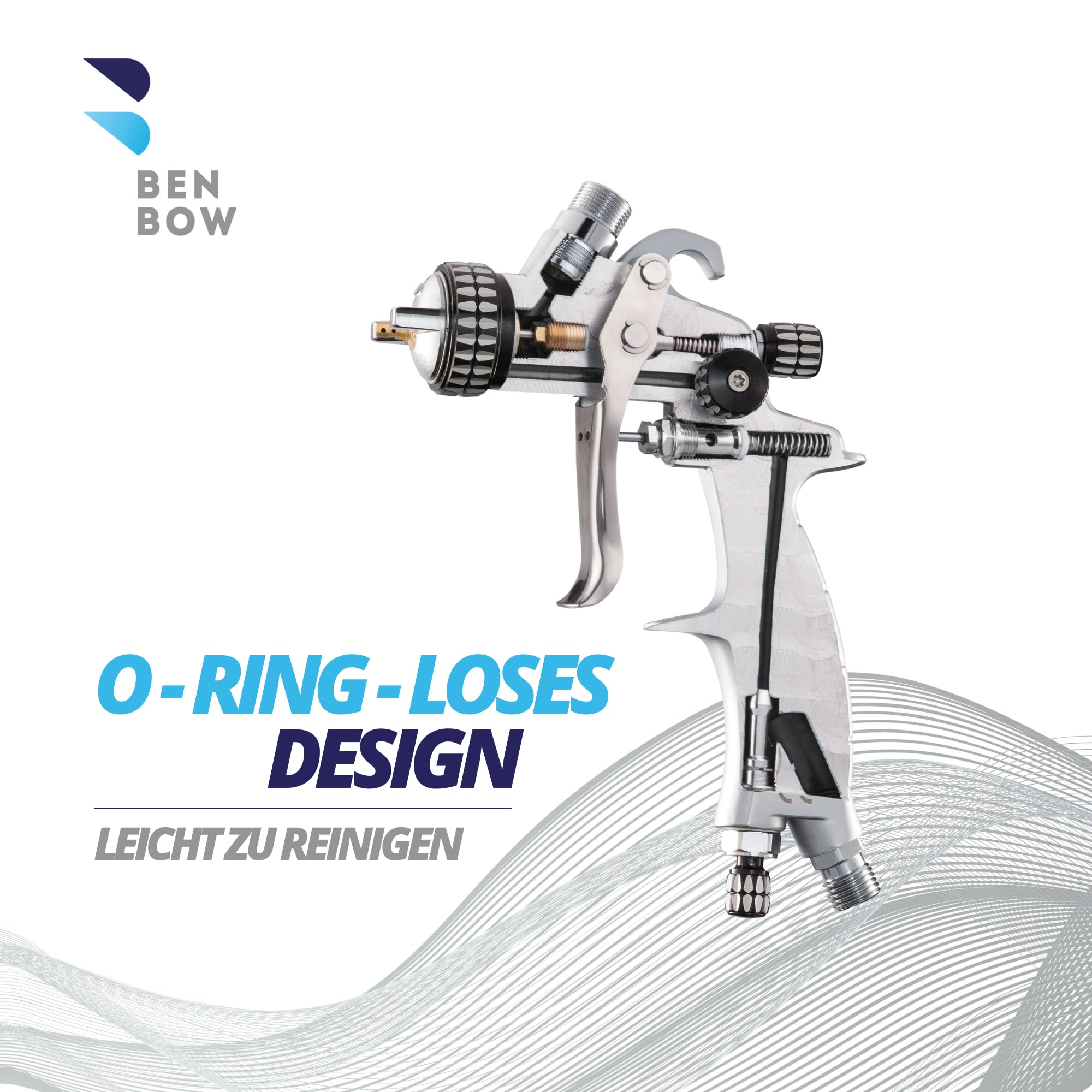 BenBow Lackierpistole PK60 HVLP MINI 1,2 mm Düse + 100 ml Fließbecher – ideal für Autolackierung, Heimwerker, DIY-Projekte – hochwertige Sprühqualität – Druckluft-Spritzpistole