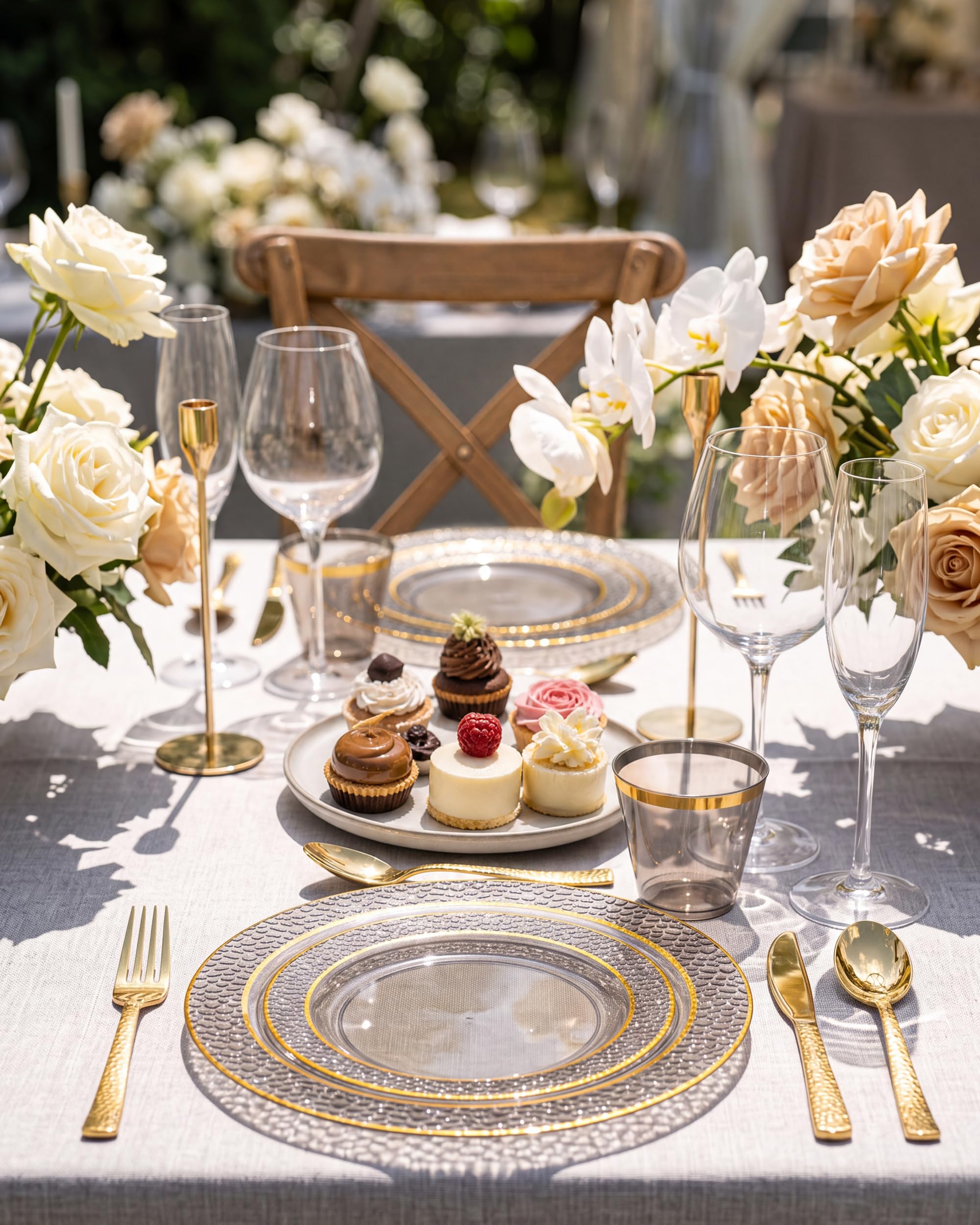 Nervure Plates & Gold Silverware Set - 150 PCS -6