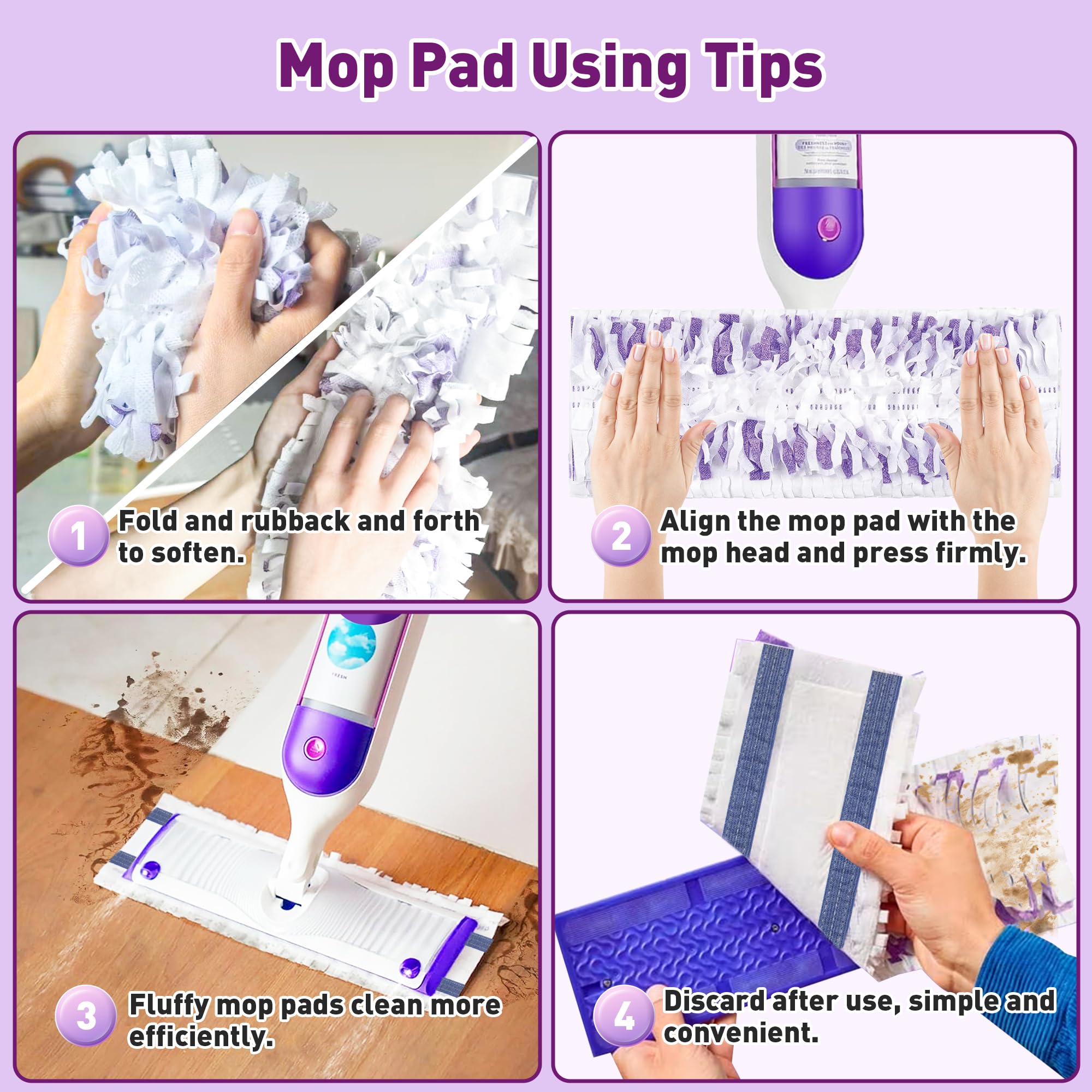 Funtin Almohadillas de mopa Power Mop para Swiffer PowerMop, recambios de fregona desechables sin perfume, almohadilla de repuesto gruesa multisuperficie, uso seco y húmedo para limpieza de suelos (40