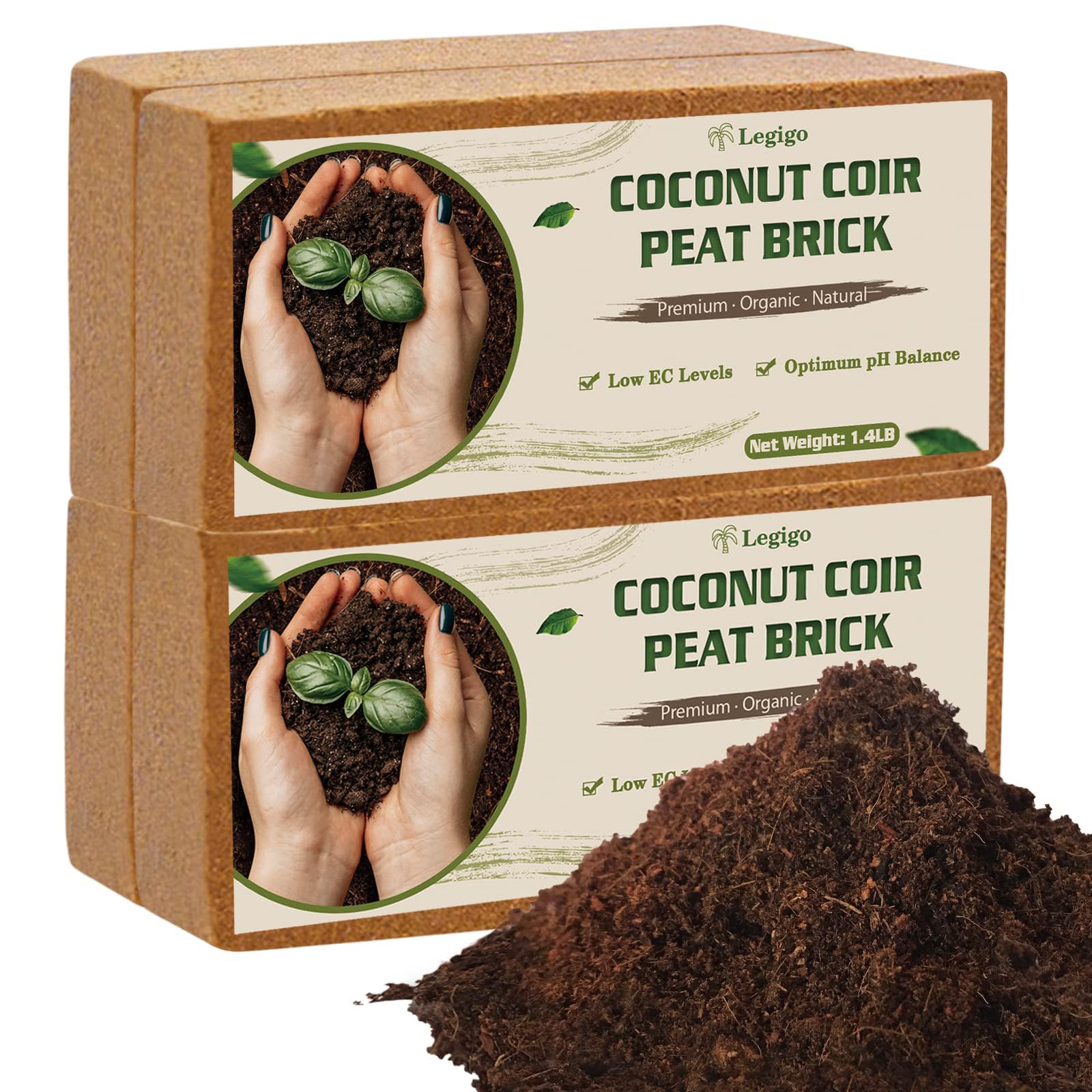 Legigo Paquete de 4 Ladrillos de Coco de Primera Calidad para Plantas, 100% orgánicos Comprimidos de Fibra de Coco para Plantar, jardinería, sustrato de Tierra para macetas, Hierbas