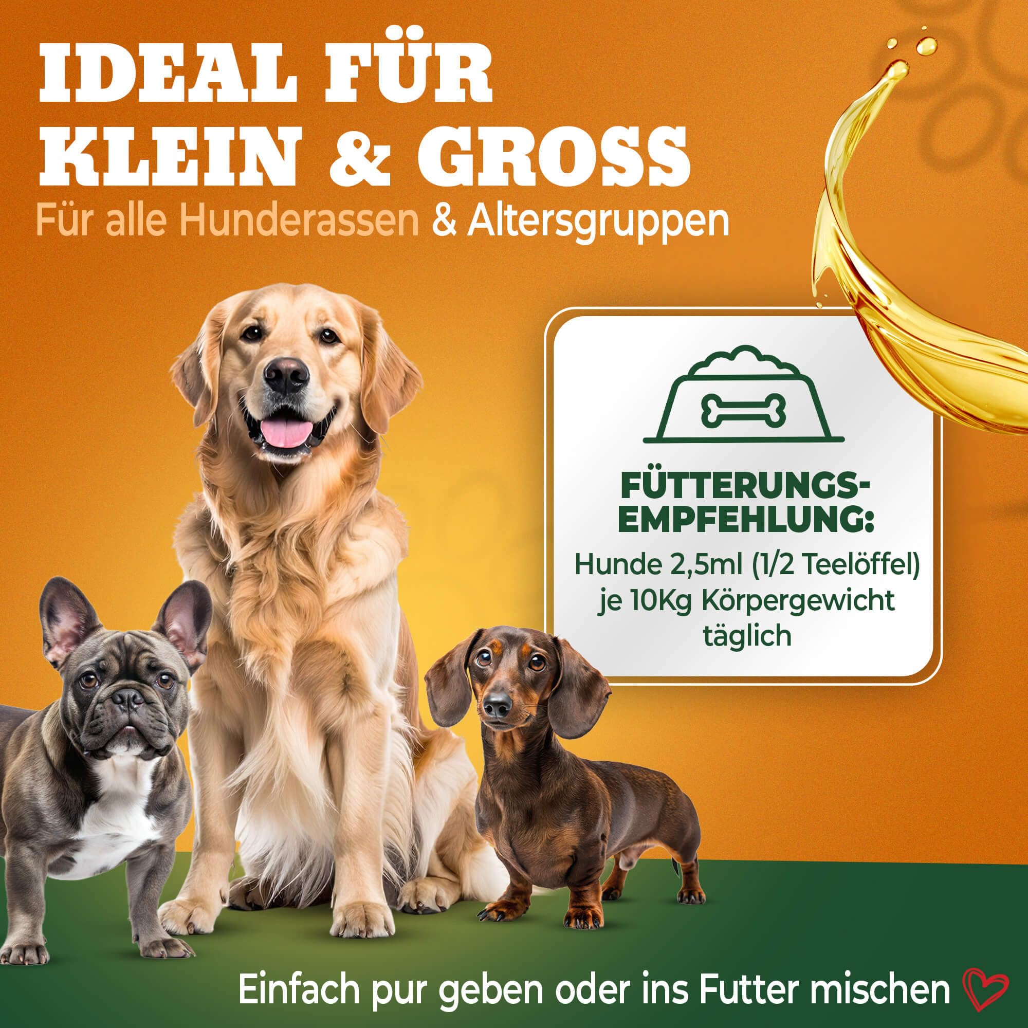 Premium Barf Öl Omega 3 6 9 Hund - 500ml Fischöl für Hunde - Lachsöl Hund - Fischöl flüssig mit Hanfsamenöl - Hochwertiges Barföl Futteröl für Hunde - 100% natürlich - Made in Germany
