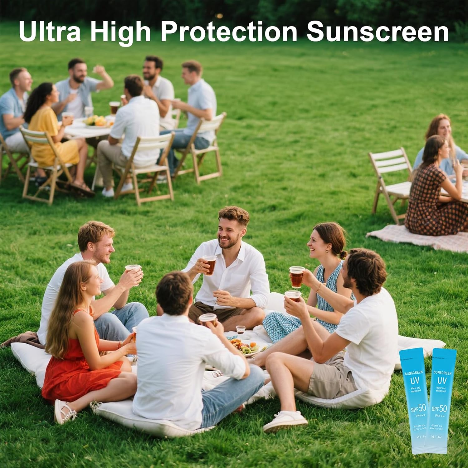 20PCS Mini Sunscreen with Hyaluronic Acid, SPF50+ PA+++ Travel Size Sunscreen Bulk (4ml Each), Lightweight & Non-Greasy & Hydrating, Waterproof Face & Body Sunscreen for Outdoor, Vacation, Daily Use