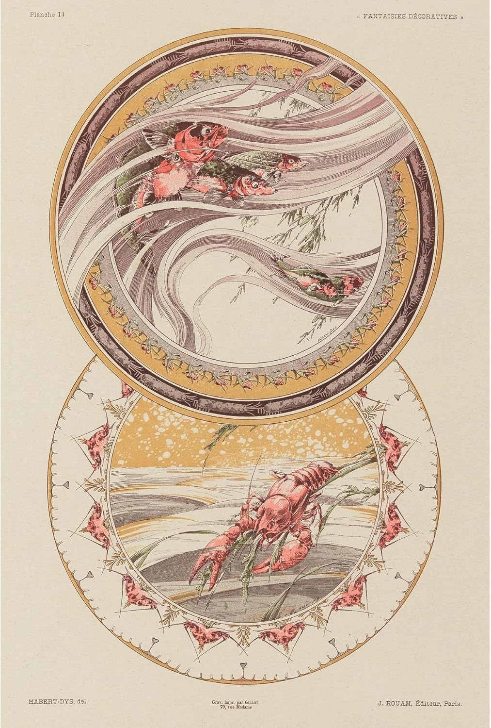 ArtDirect Decorative Fantasies Pl.15 (1886-1887) Unframed Art Print Giclee Poster by Jules Habert-Dys - Ready for Framing with Customization Sizes 7x10, 9x14, 13x20, 24x36, 32x48 and 40x60 inches