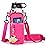 RRegeny Water Bottle Holder with Strap for Hydroflask 32oz 40oz, Carrier Sling Bag with Phone Pocket Water Bottle Sleeve for Men Women Hiking Camping TravellingRose 40oz