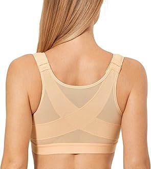 Delimira Women's Front Fastening Bras Non Wired Posture Correcting Back Support Post Surgery Bra Plus Size Comfort