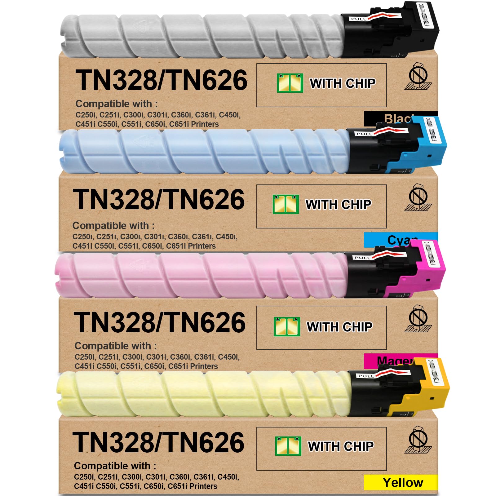 TN328 TN-328 Toner Cartridge TN328K TN328C TN328M TN328Y (4-Pack)