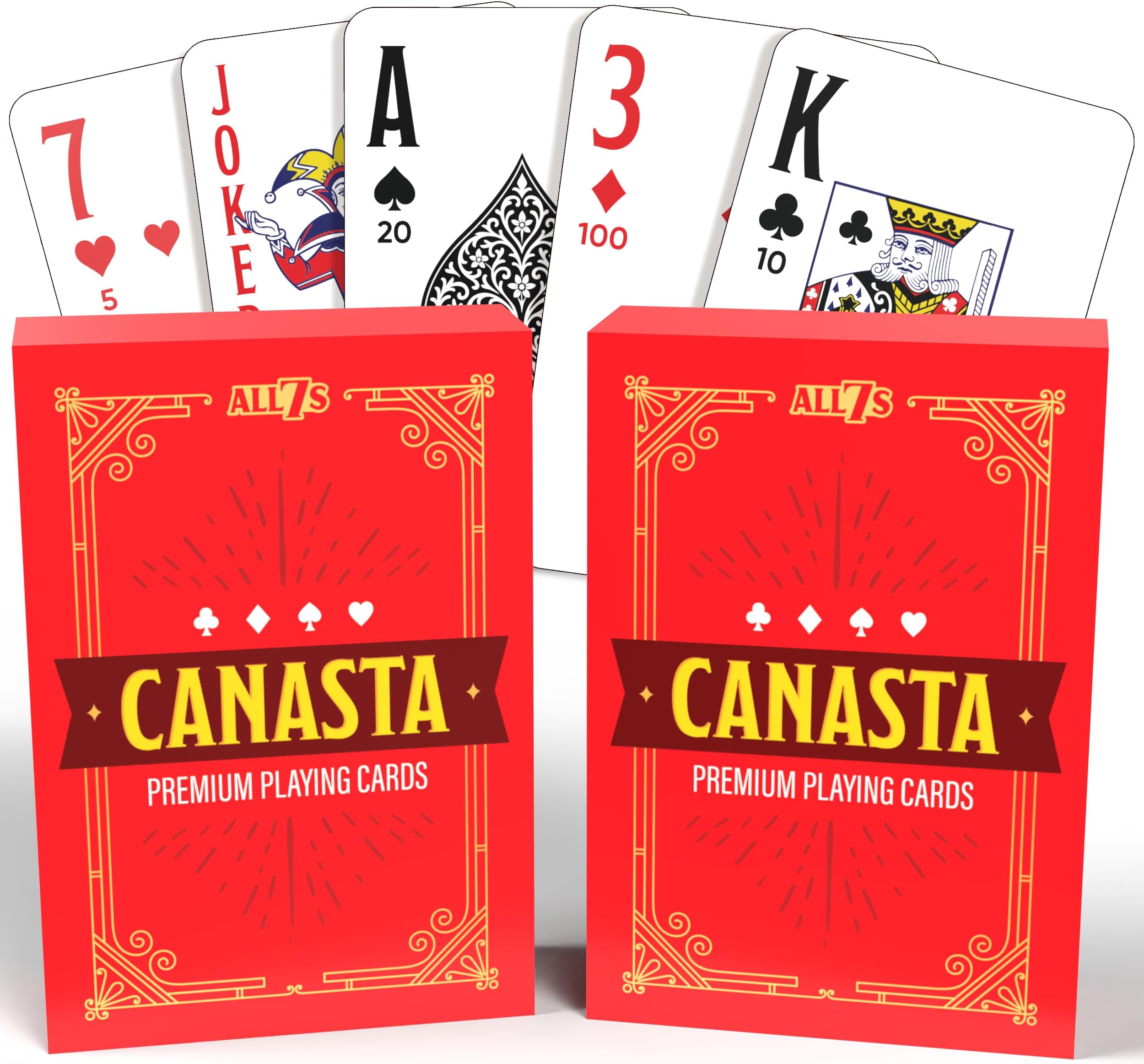 Canasta Playing Cards with Point Values, 2 Large Index Decks for Adults & Seniors, Easy-to-Read Jumbo Index, Durable Cards for Smooth Gameplay