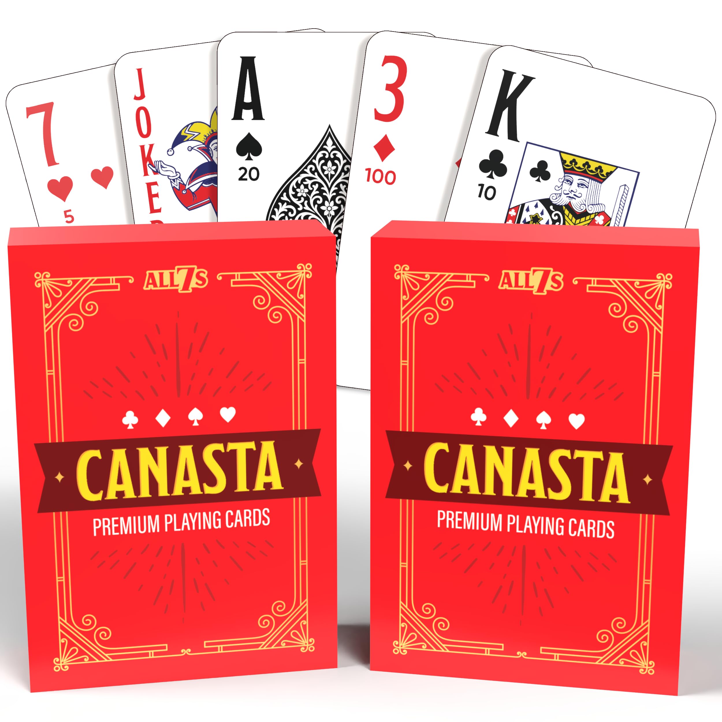Canasta Playing Cards with Point Values, 2 Large Index Decks for Adults & Seniors, Easy-to-Read Jumbo Index, Durable Cards for Smooth Gameplay