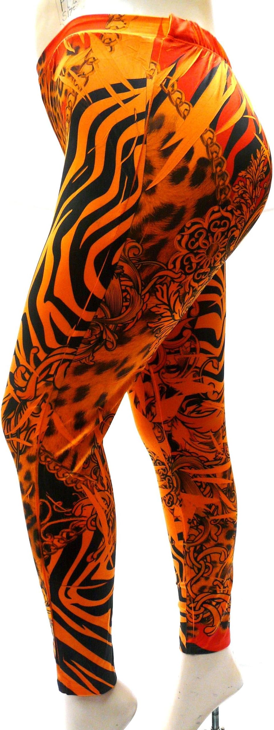YUMMY YP-1273G Leggings ORANGE Cheetah WOMEN PLUS SIZE SKINNY LEG Made in Usa