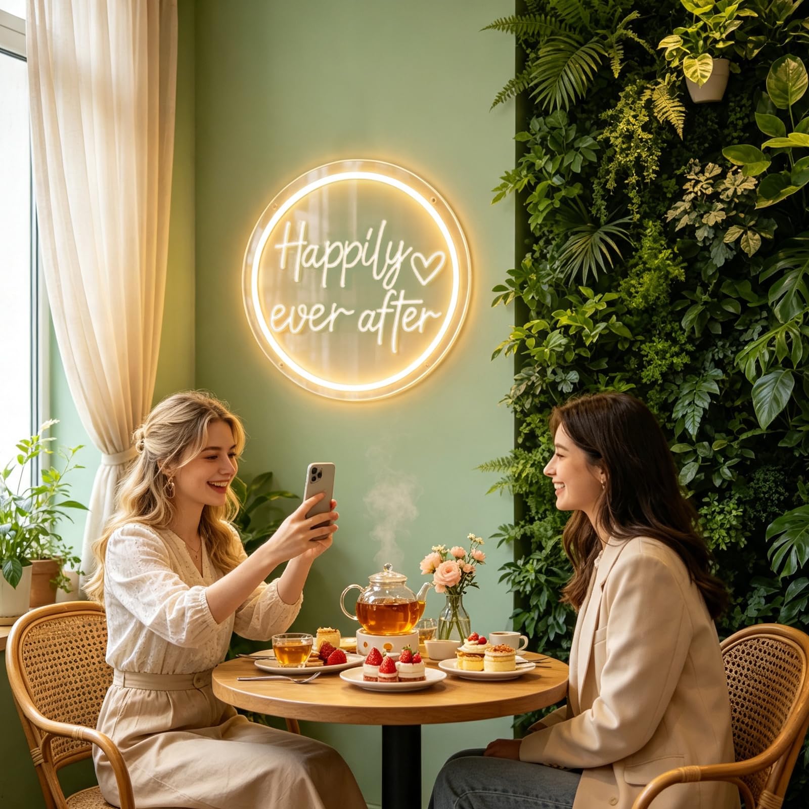 Insegna al Neon a LED Happily Ever After per Decorazione murale, luci al Neon per Matrimoni, insegna a LED dimmerabile alimentata Tramite USB per Fidanzamento, Pasticceria, appar