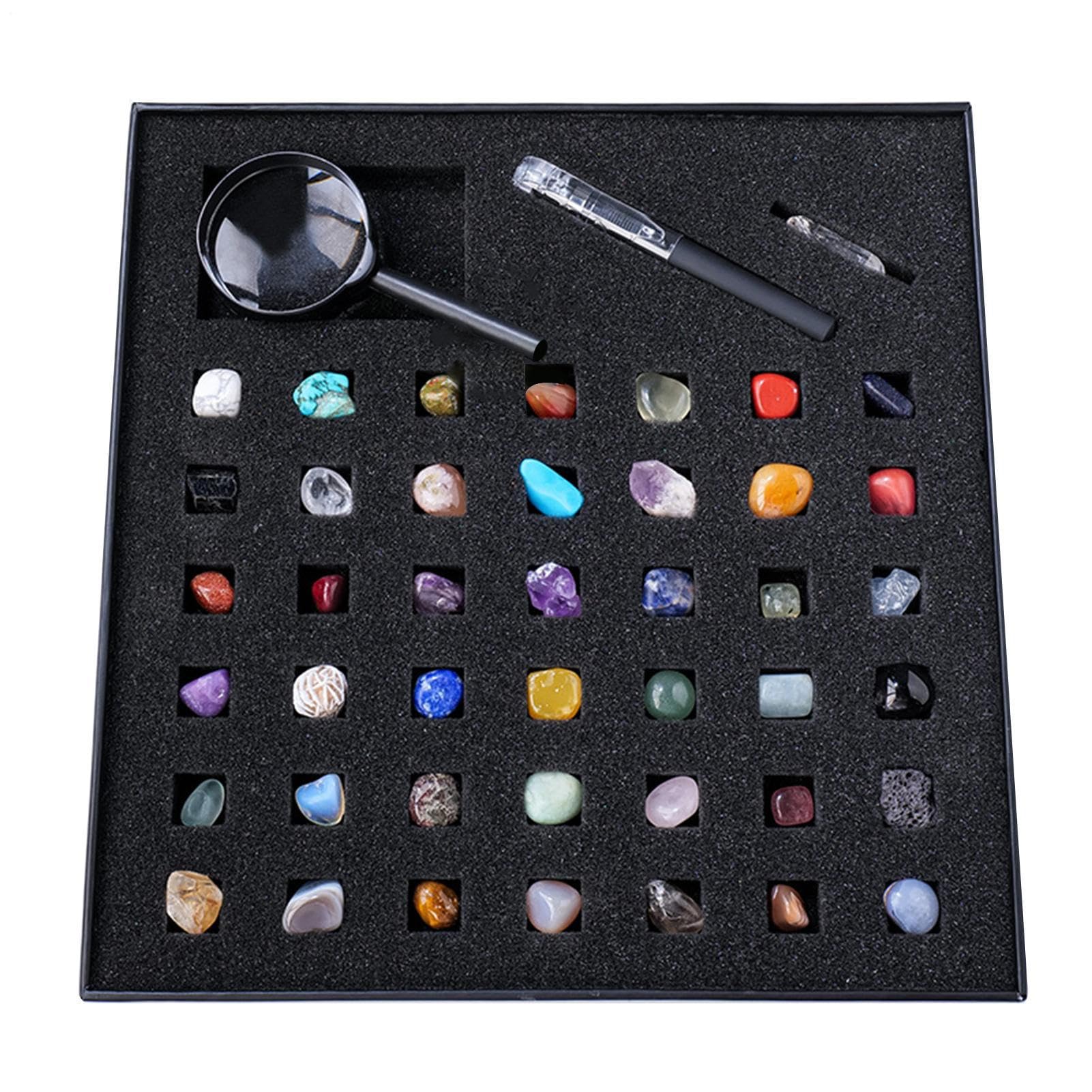 Kit Geologico Geologico per – Collezione di rocce minerali, scatola di campioni | STEM Educational Scientific Learning Set con Pietre preziose Natur