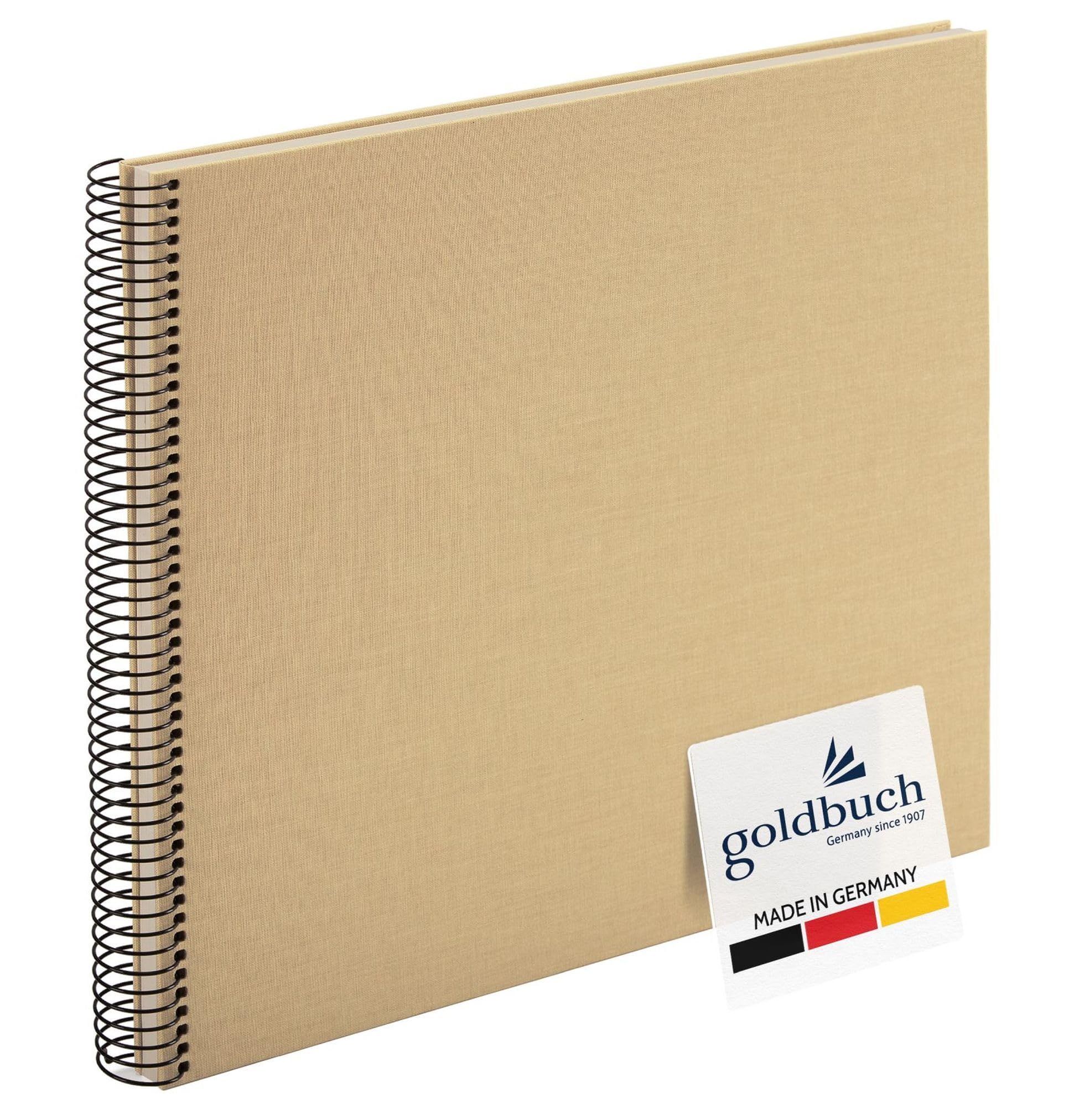 goldbuch Bella Vista 25 606 Album fotografico a spirale, beige, 35 x 30 x 2,8 cm, 40 pagine bianche, copertina in tela, album fotografico in formato orizzontale, libro fotografico, marrone chiaro