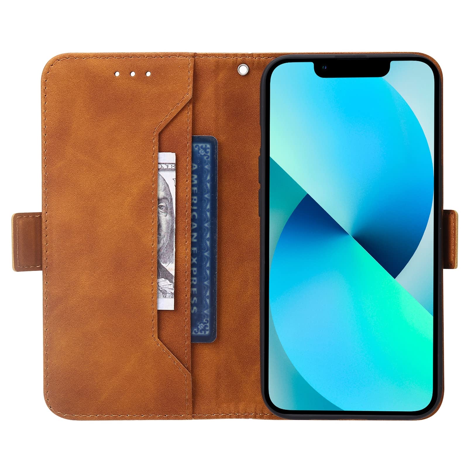 LTL Hülle Für iPhone 13 Mini/13/13 Pro/13 Pro Max, Chutzhülle Premium PU/TPU Lederhülle Flip Wallet Tasche Case Mit Ständer Und Kartenfächer/Magnetverschluss,Gelb,13 Pro 6.1"