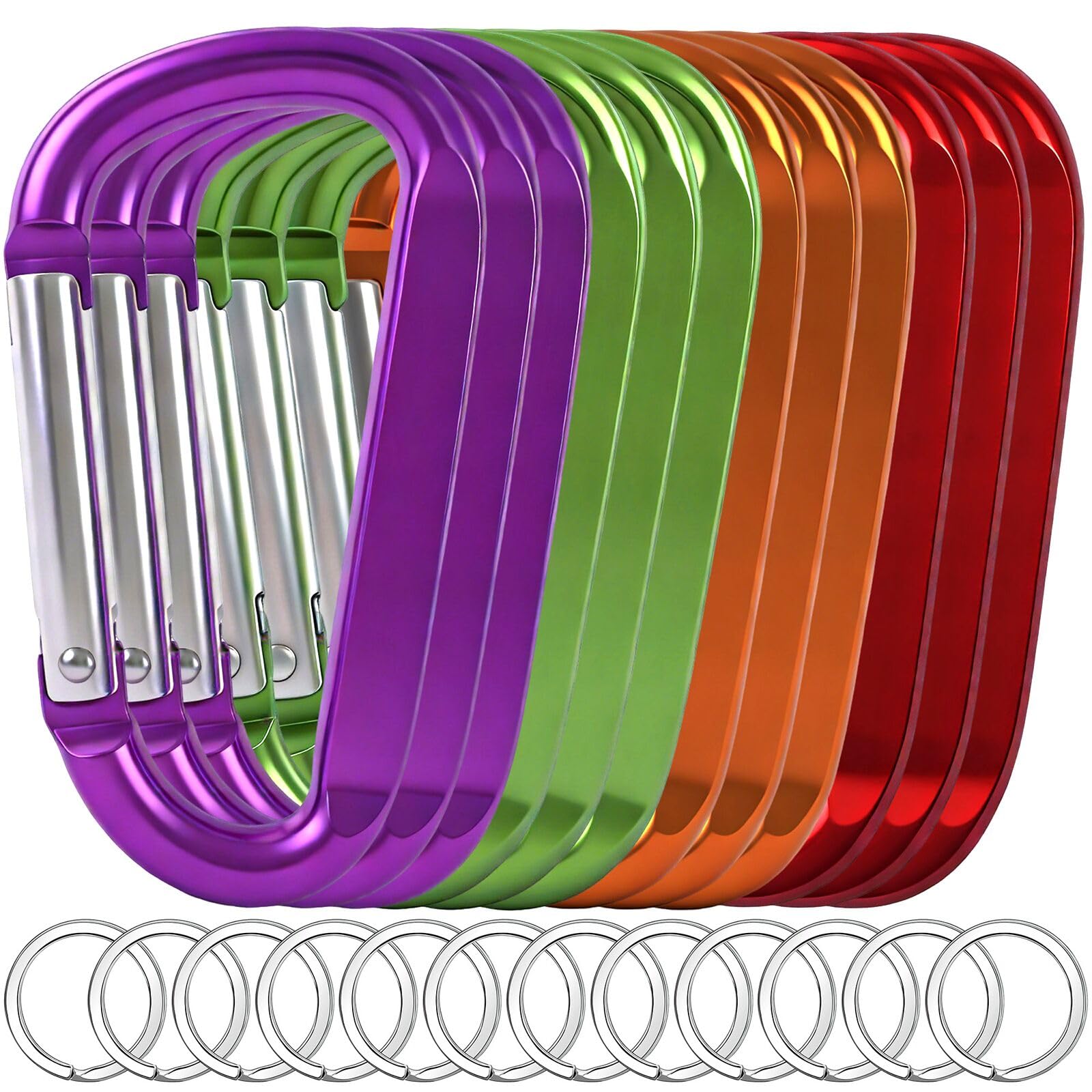 Photo 1 of 12PCS Carabiner Keychain Clip - 3" Aluminum Caribeener Key Clip,D Ring Shape Nonlocking Carabeaner Hook Buckle,Multi-Function Spring Snap Key Clips Tool for Home,Camping,Hiking,Traveling,Backpack