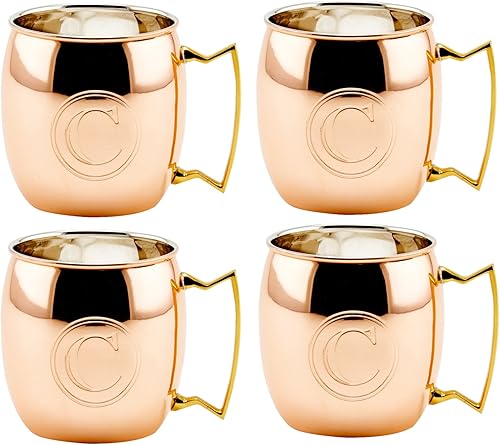 Miniatura 12 de Old Dutch - Taza de cobre macizo con monograma, de 16 onzas, L