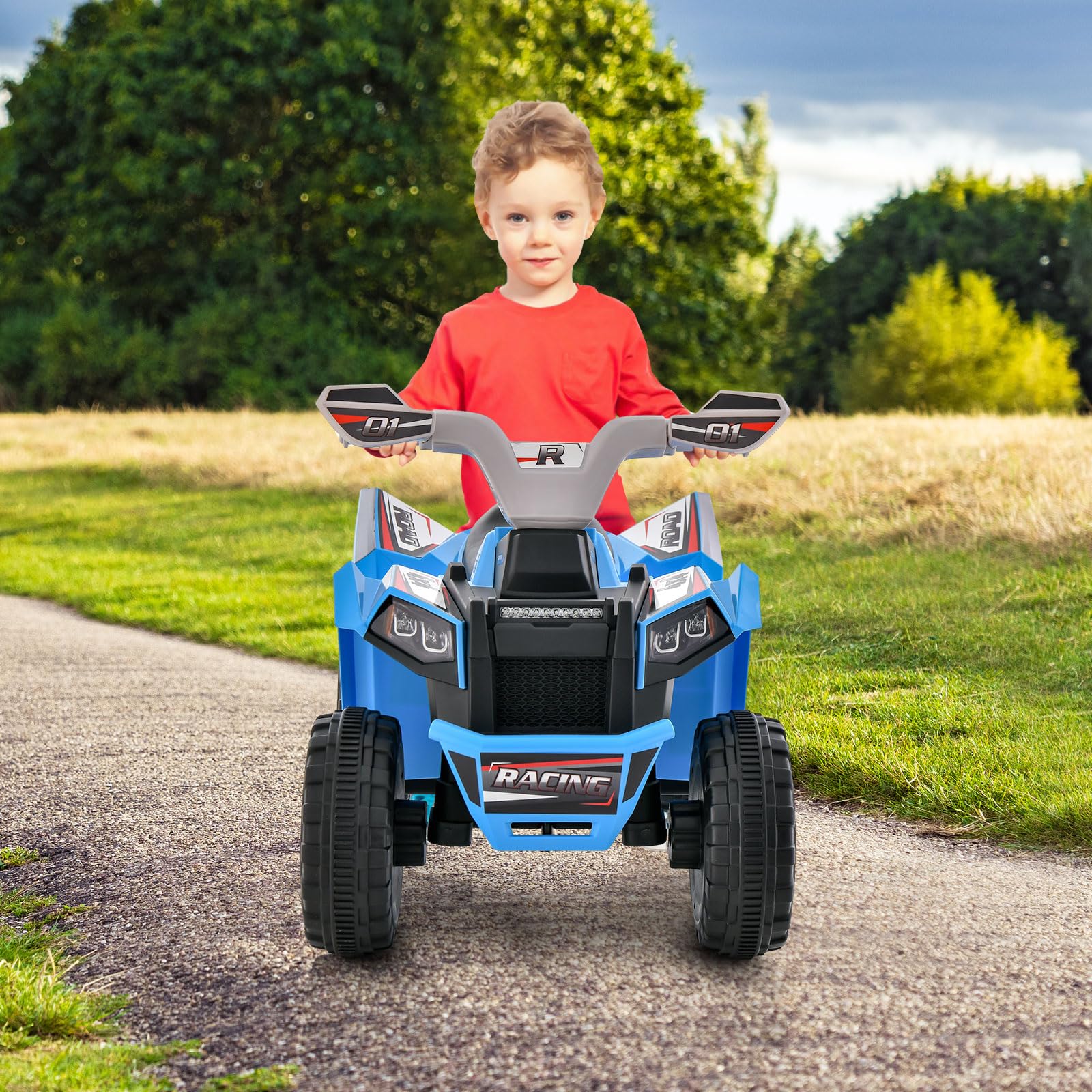 COSTWAY 6 V quad elektryczny dla dzieci, z przełącznikiem do przodu/do tyłu, mini ATV elektryczny quad, samochód elektryczny dla dzieci od 3 lat (niebieski)