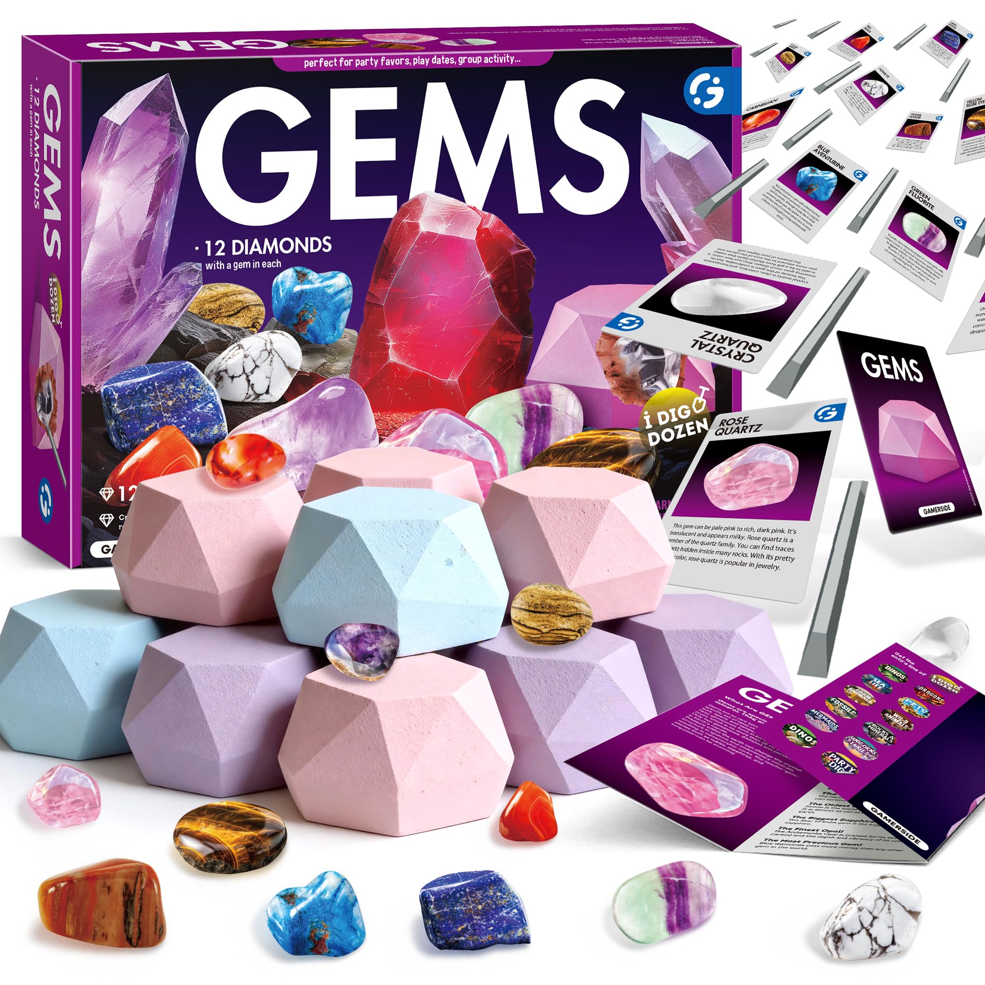 Amazon.com: Gamerside Gemstone Dig Kit, Dig Up 12 Real Rocks and