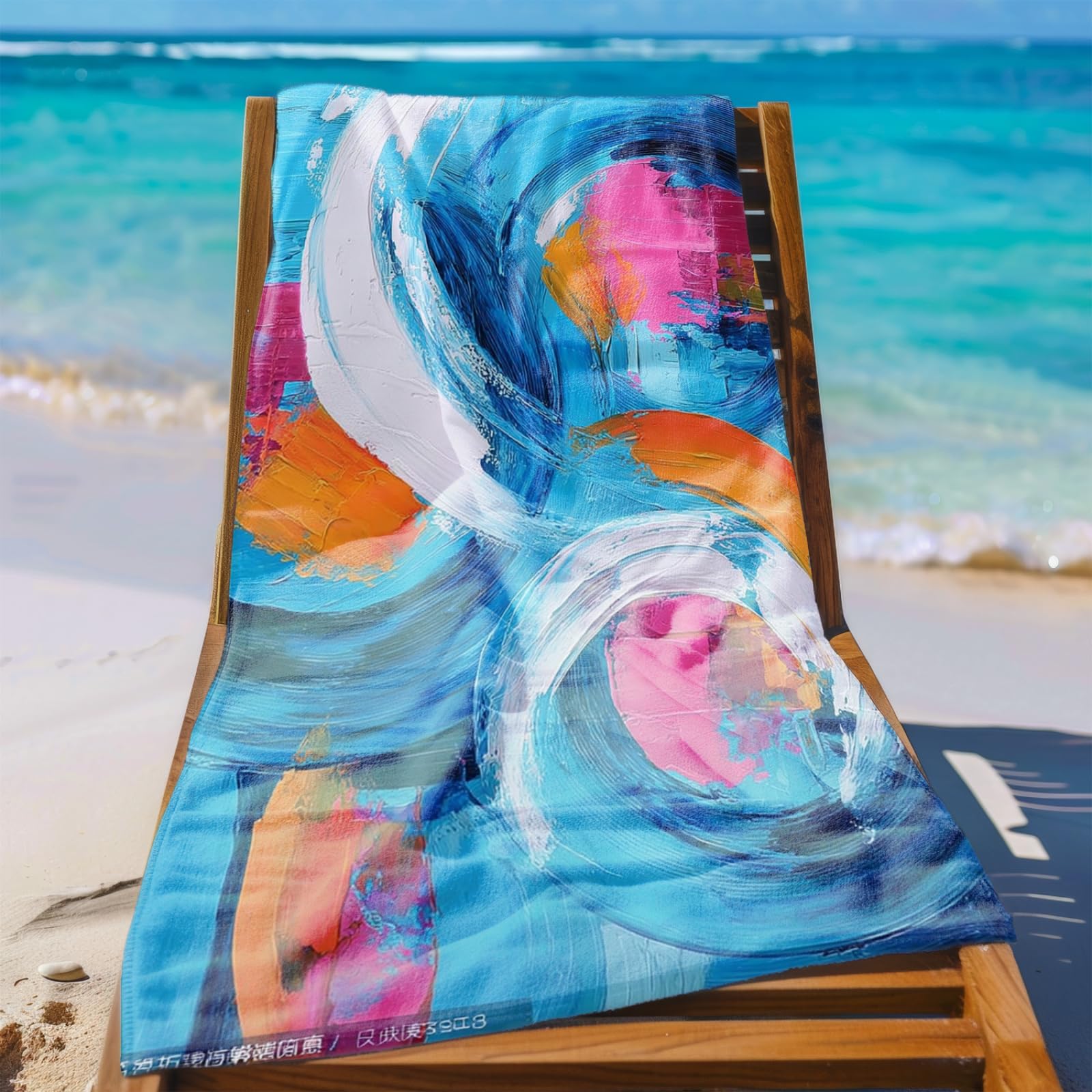Genérico Toalla Playa Grande Abstracto Azul Naranja Microfibra Secado Rápido Oversize Toalla Sin Arena Súper Ligera Piscina Camping Picnic Yoga Gimnasio Y Deportes Viaje