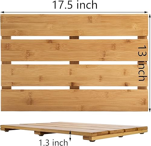 Miniatura 3 de Yarlung Tapete de baño de bambú de madera, 17.5 x 13 pulgadas, antideslizante, impermeable, tapete para spa, relajación de spa, interior o exterior