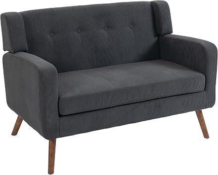 HOMCOM 2 Seater Sofa, 118 cm Small Sofa with Spring Cushion, Dark Grey