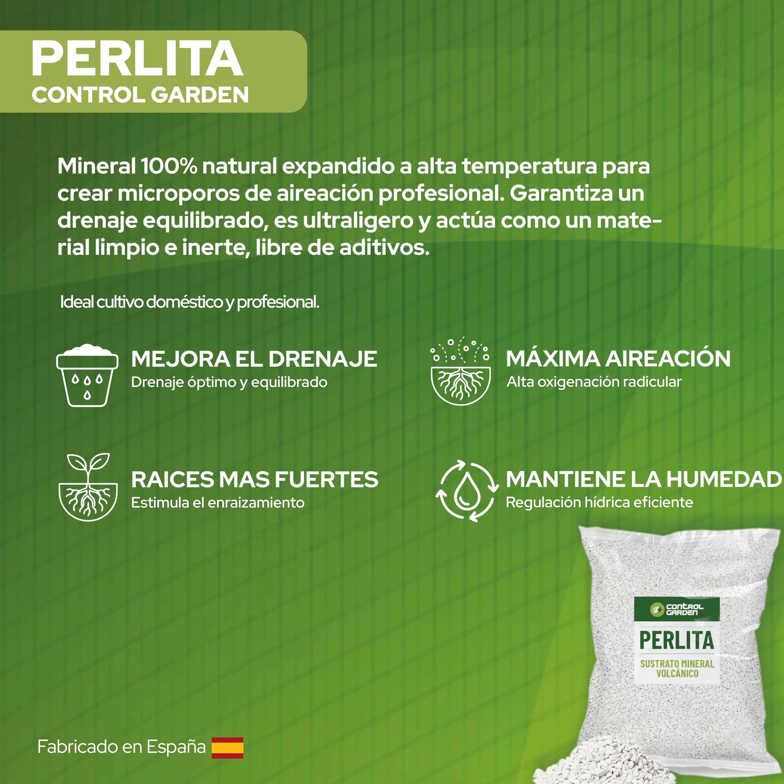 Control Garden Perlita 125 L | Tierra para Plantas y Cultivos Interior y Exterior | Sustrato Natural para Semillas | Fabricado en España