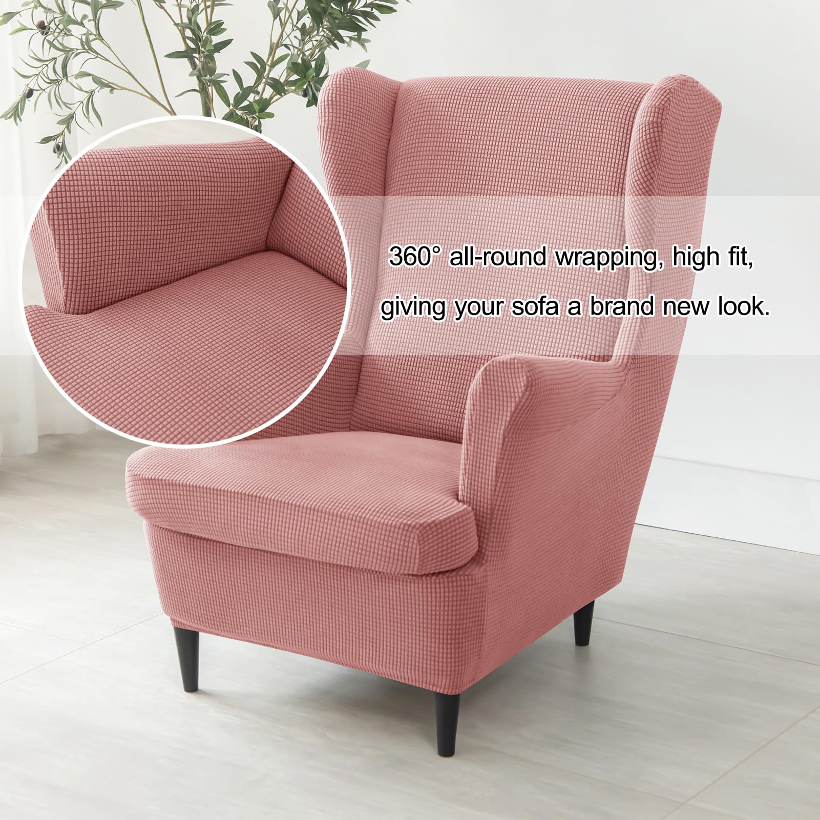 Ohrensessel Überzug, Sessel-Überwürfe, Ohrensessel Schonbezüge Bezug, Sessel Sitzbezug für Wohnzimmer Schutz, Sesselbezug (Rosa)