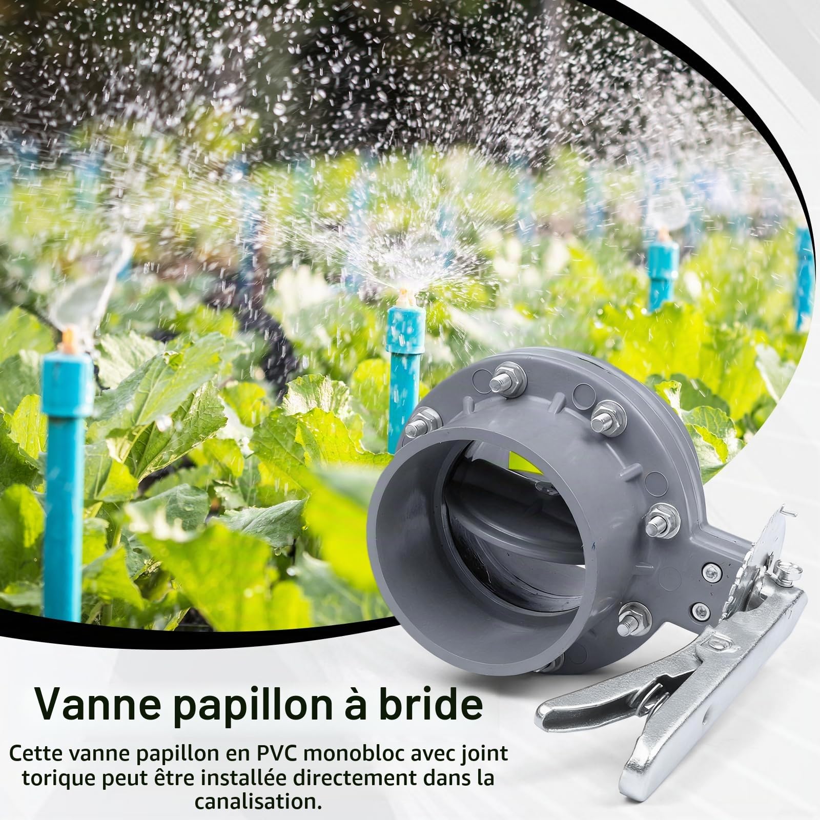 Robinets à papillon, Vanne Papillon Dn 110 mm En Pvc à Bride Avec Poignée En Métal Galvanisé Idéale Pour Systèmes D’Irrigation Horticulture Serres Piscines Et Installations Industrielles