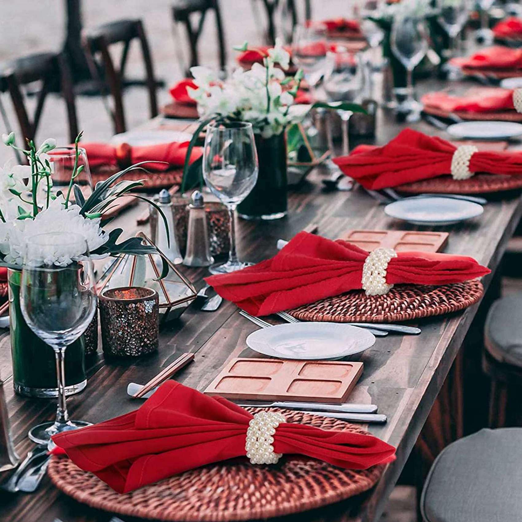 Servilletero Juego de 60 Piezas, Perla Servilleta de Boda Hebilla DecoracióN de Mesa