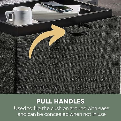 Miniatura 8 de Convenience Concepts Designs4Comfort - Otomana decorativa de almacenamiento de 22.75 pulgadas, taburete moderno con bandeja decorativa para sala de