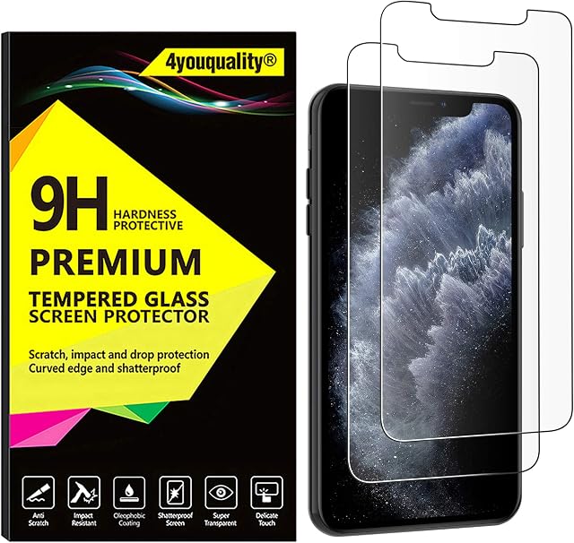 4youquality [2-Pack iPhone 11 Pro Max and iPhone XS Max Screen Protector, Tempered Glass Film [LifetimeWarranty][Scratch-Resistant] Screen Protector for Apple iPhone XS Max & iPhone 11 Pro Max 6.5"