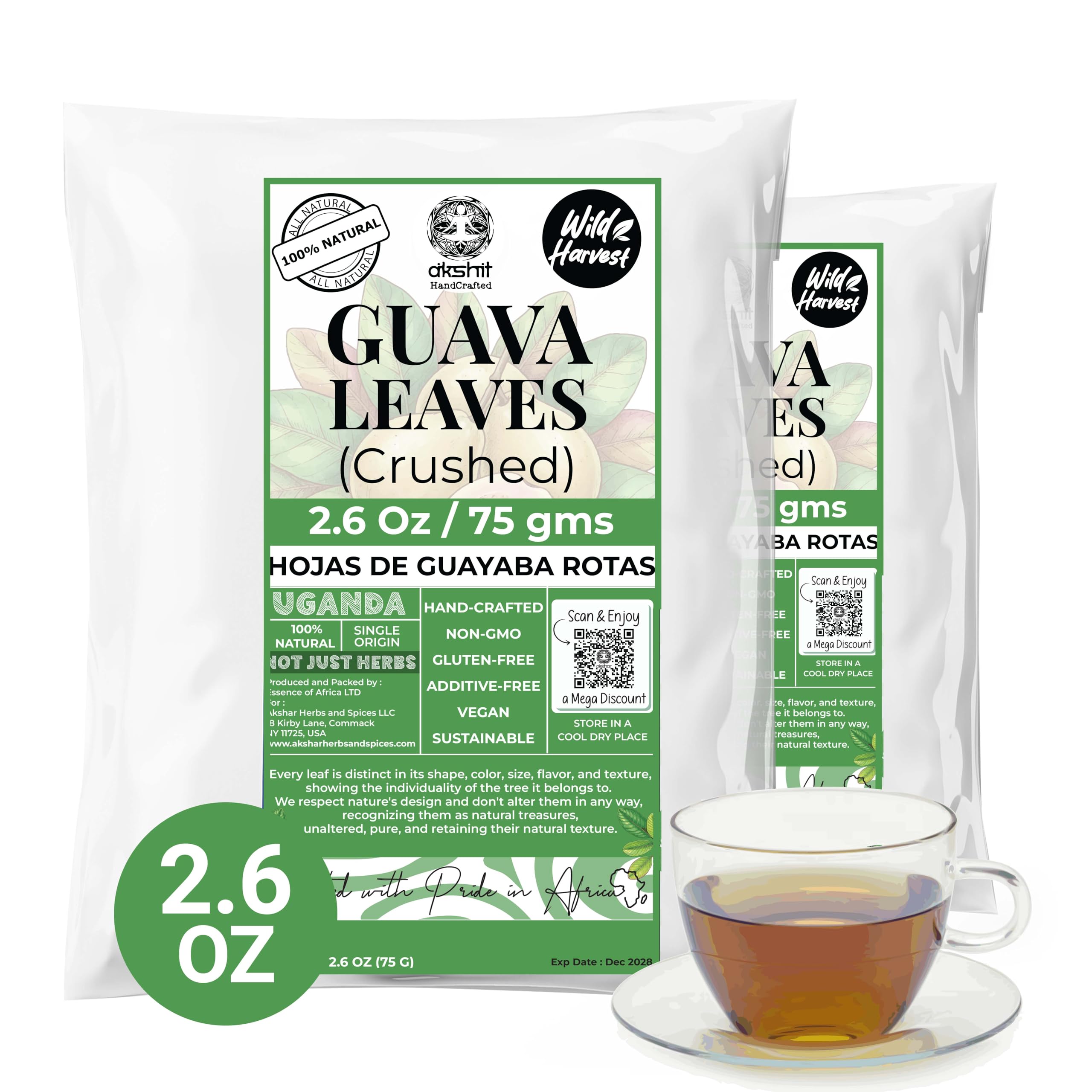 5.2oz Dried Guava Leaves, Hojas De Guayaba Secas, Guava Dried Leaves, Wellness Tea, Loose Leaf Tea, No Additives, Non GMO, Caffeine-free. by Akshit