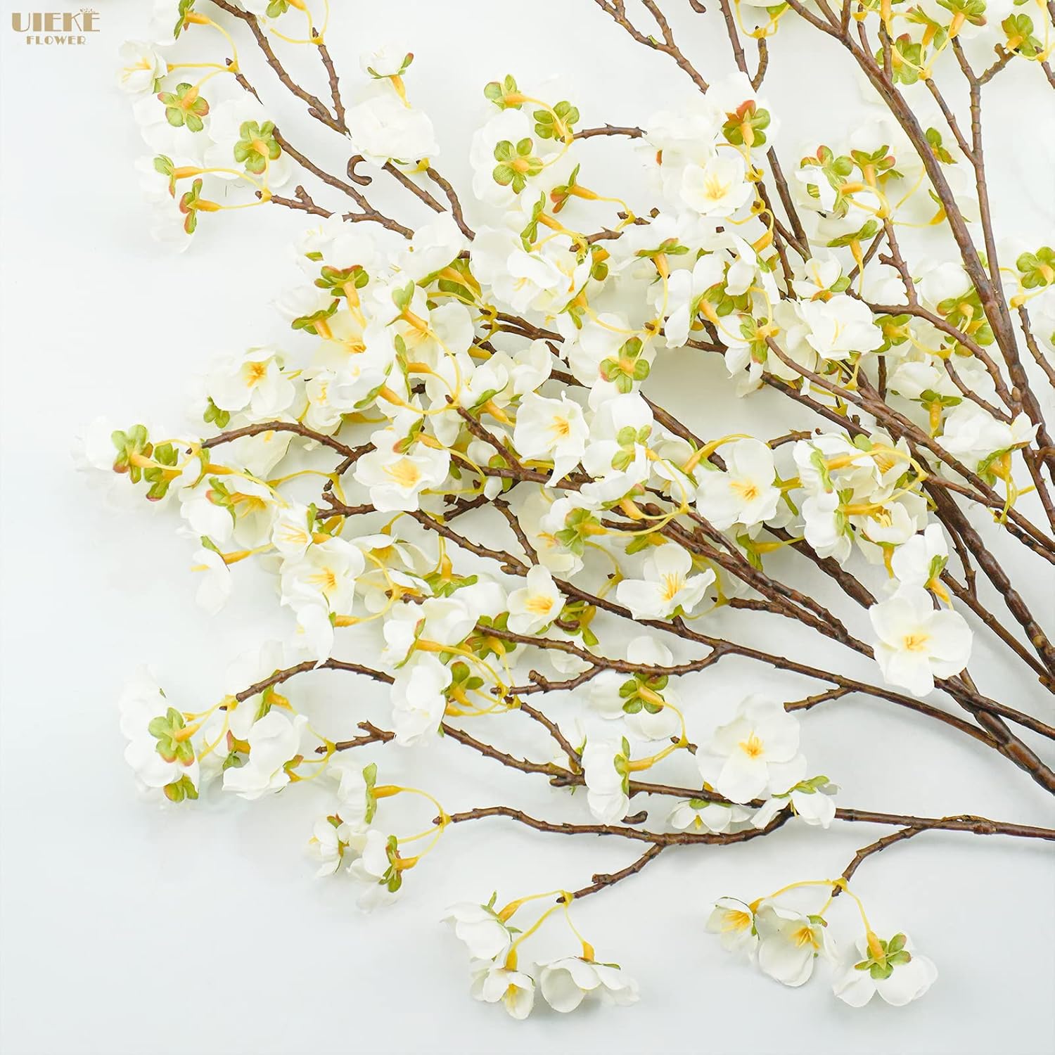 Uieke 3PCS Artificial Cherry Blossom Flowers, 40.5in Silk Cherry Blossom Branches Long Stems Fake White Flowers Arrangements for Wedding Home Japanese Sakura Room Decor - Image 8