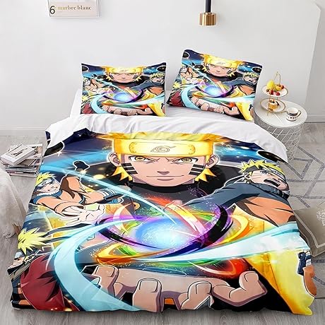 Anime Bedding Duvet Cover Set,3D Anime Comforter Protector Quilt Cover Set Twin...