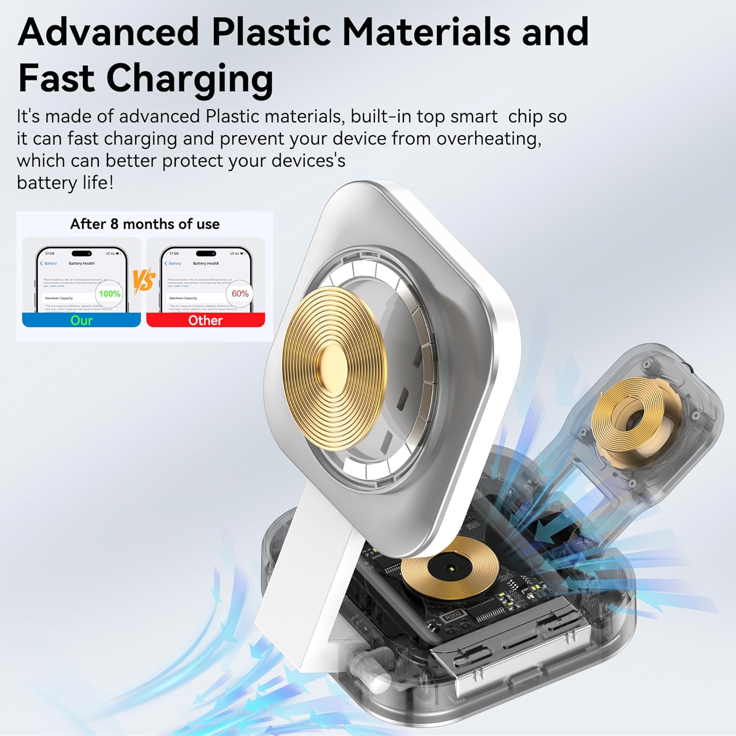 3 in 1 Mini Foldable Charging Station for Apple Devices, Wireless Charger Stand for Magsafe for iPhone 17/Air/16/15/14/13/12 Series, Apple Watch Series, AirPods pro/2/3/4, Gifts for Women Men (Silver)