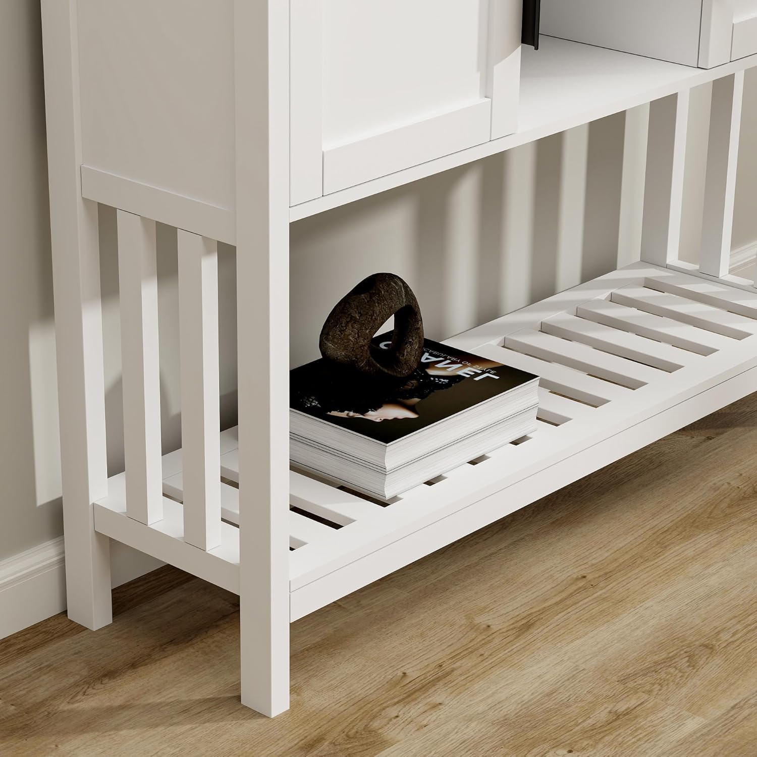 Entryway Table with 2 Doors, Console Sofa Table with Storage & Shelf, Entrance Entry Way Table Narrow Sofa Table, Hallway Foyer Table Behind Couch Table (White with 2 Doors)