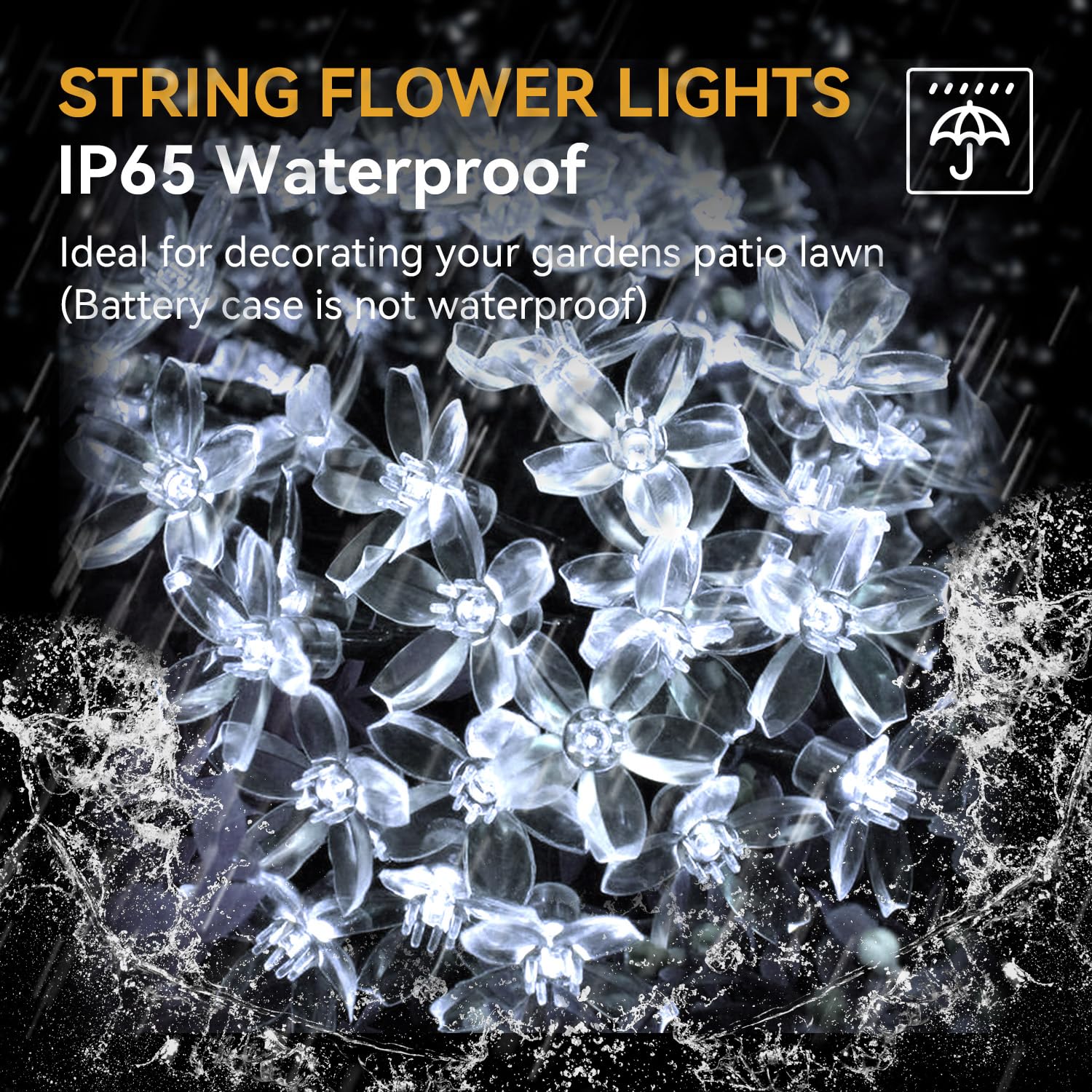 LIGHTOP Guirnalda de luces de hadas de flores para interiores, funciona con pilas, 30 luces LED de cerezo, decoración impermeable para camping, valla de jardín, cumpleaños, fiesta de boda, dormitorio