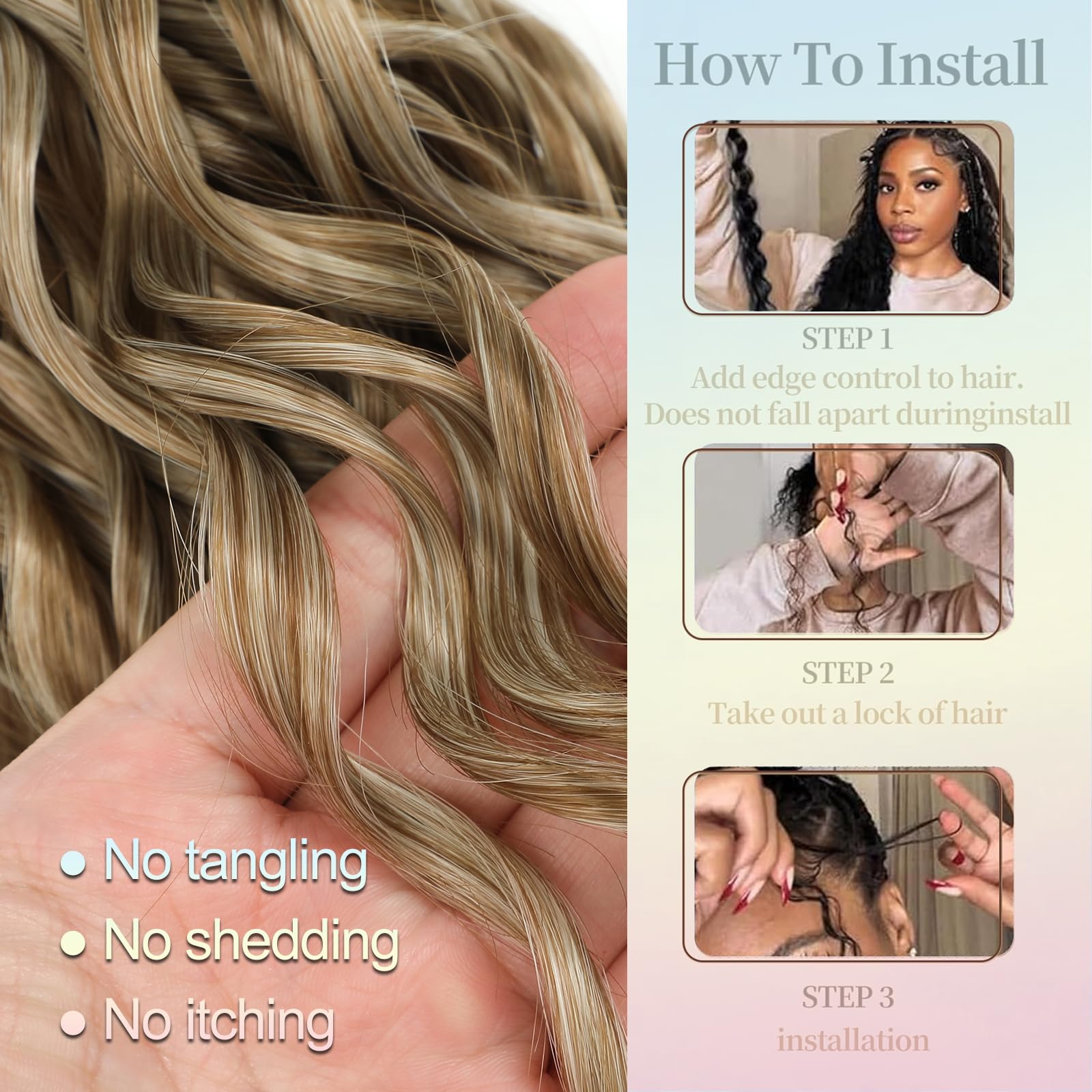 FANWYFYU 6Packs Deep Wavy Twist Crochet Braids Hair 14Inch French Curly Braiding Hair Pre-Looped Long Bohemian Crochet Hairs Water Wave Synthetic Curly Hair Extensions for Women and Girls (#62) - Image 4