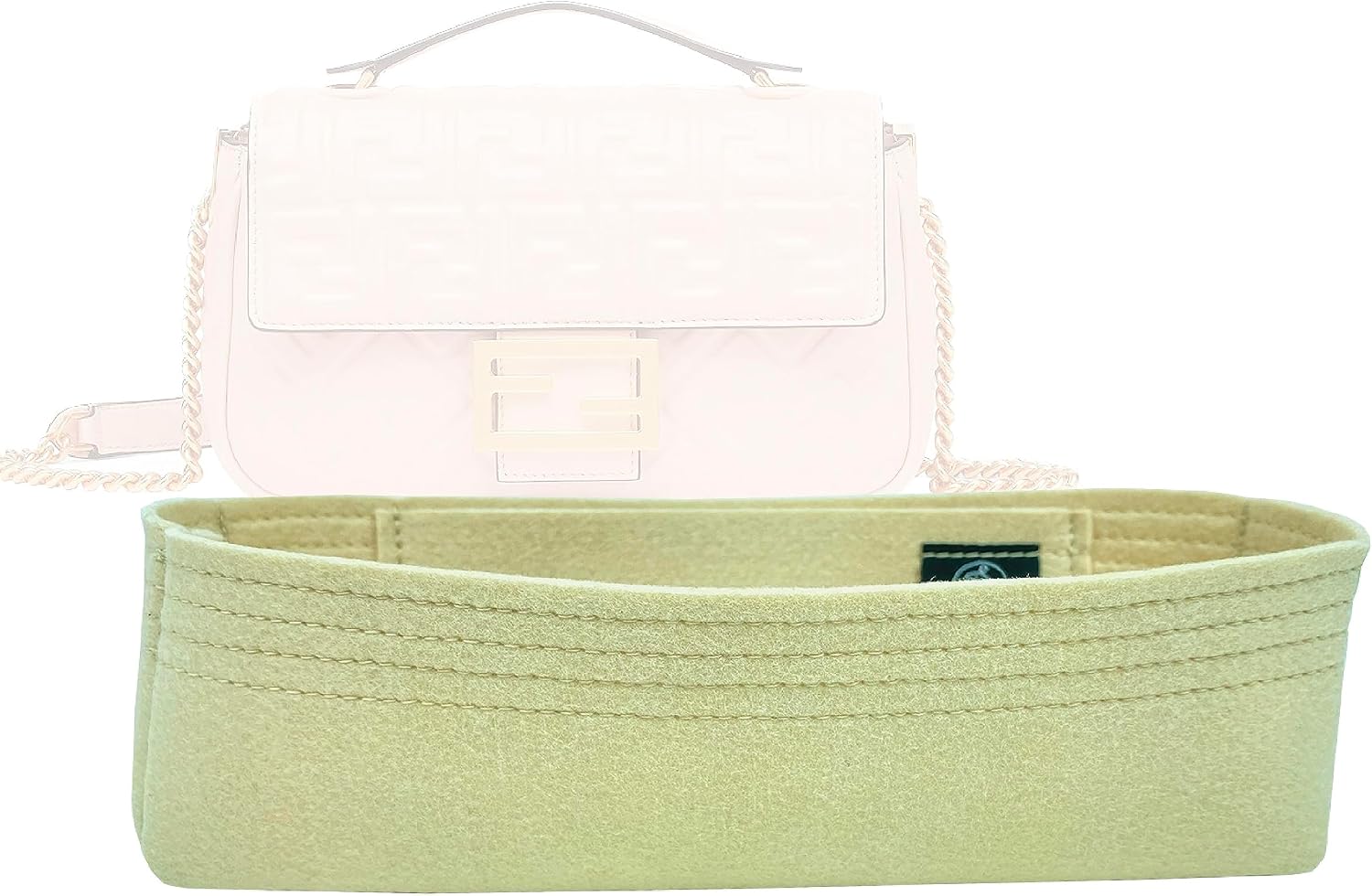 Zoomoni Bag Organizer for Fendi Baguette Chain Midi - Premium Felt Purse Handbag Insert Liner Shaper (Handmade) Soft Structure Support