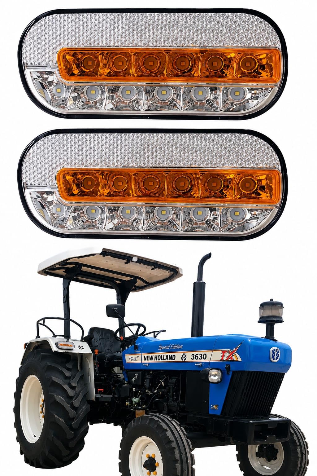 Front LED Indicator for New Holland Tractor | White DRL & Amber Turn Signal Light | Left & Right Side Indicator Lamp | Waterproof Tractor Hood Marker Light | Pack of 2-image-41