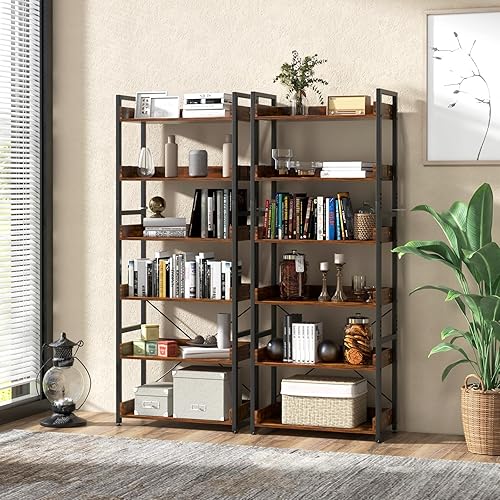 Miniatura 2 de LOKO Estantería industrial de 6 niveles, estantes de almacenamiento de 70 pulgadas de alto con 4 ganchos, estante de almacenamiento independiente