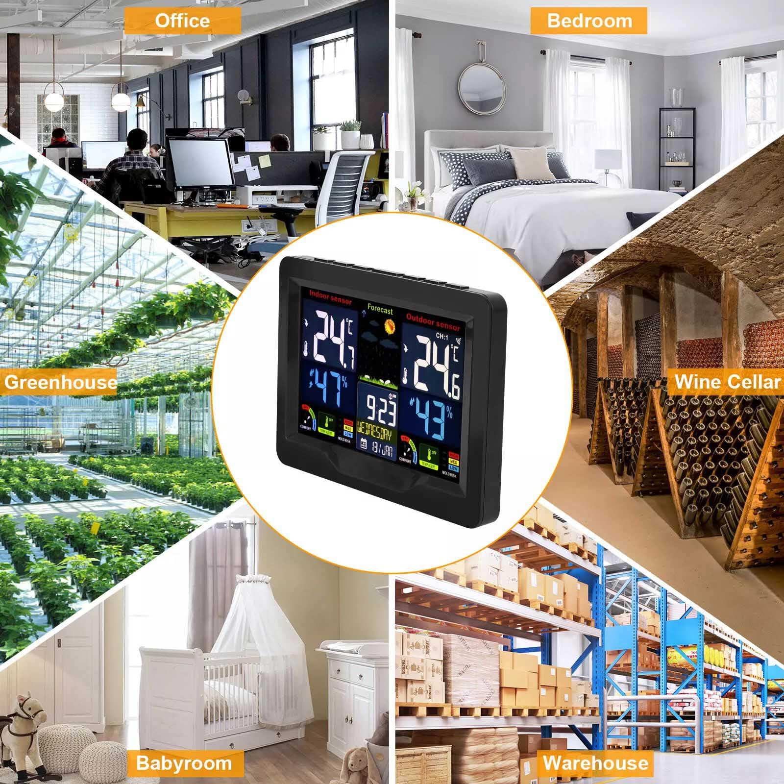 Room Indoor Weather Station, Humidity Monitor, Humidity Gauge for Bedroom, Waterproof