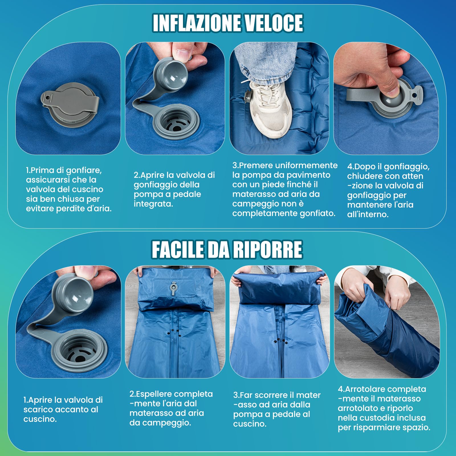Nekano aterassino da capeggio autogonfiabile ultraleggero aterasso