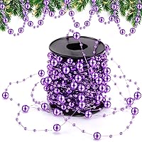 Vista 12 de Pangda Guirnalda de cuentas artificiales de 65.6 pies, cadena de cuentas de plástico, rollo de adornos para manualidades, árbol de Navidad, boda