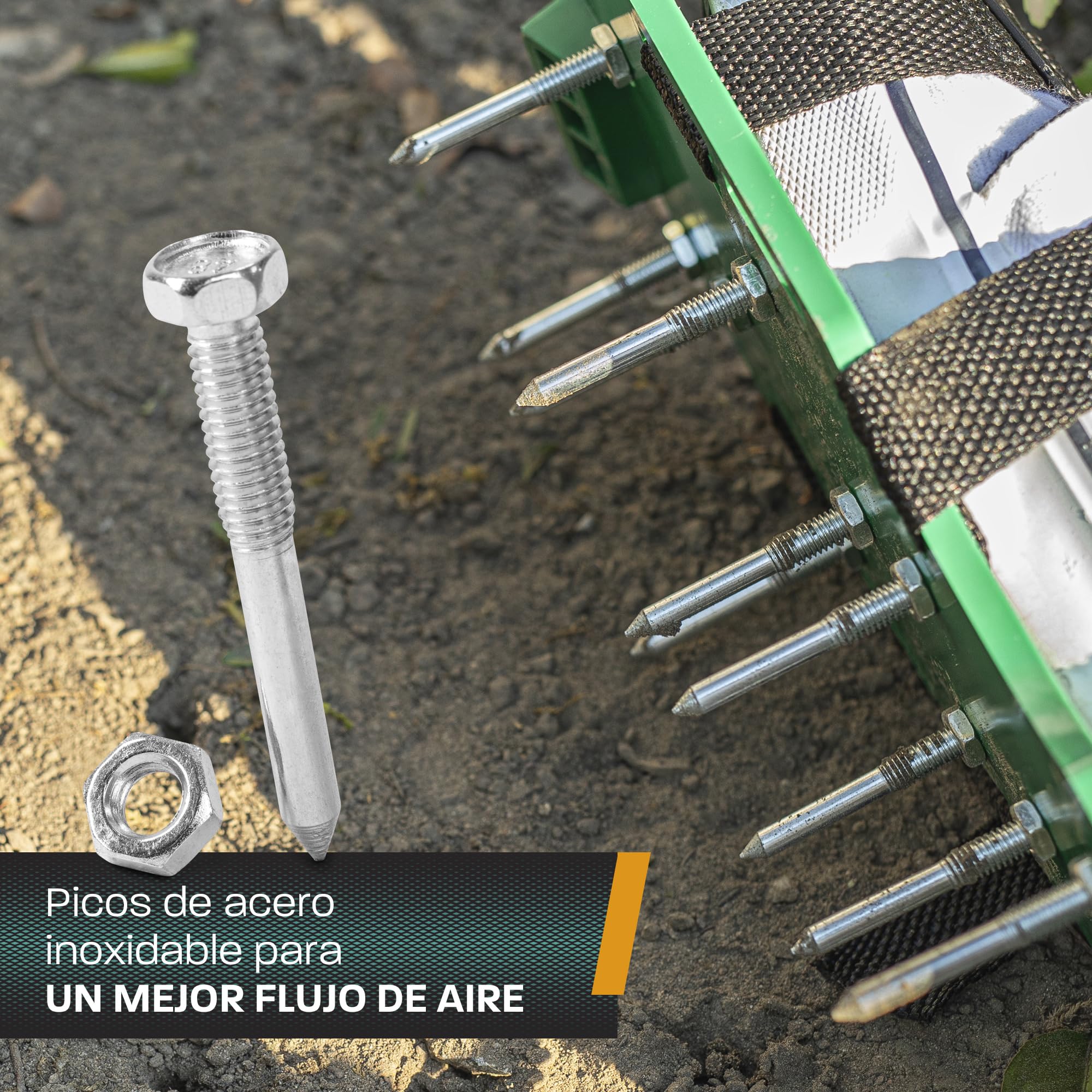 Hinrichs Zapatos Aireador de Césped - Zapatos con Clavos para Airear el Césped - Zapatos Aireadores de Césped con Correa Ajustable Flexible - Escarificador Cesped Manual para Airear el Suelo