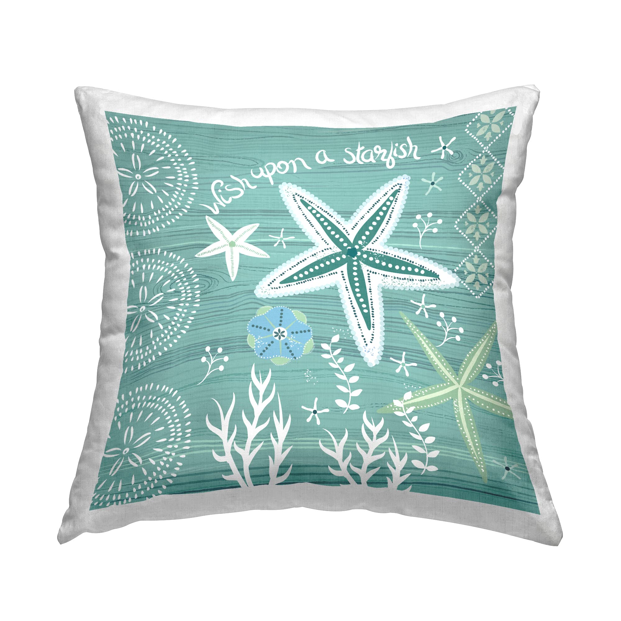 Stupell Industries Wish Upon A Starfish Design by Sharon Lee Throw Pillow, 18 x 18, Green