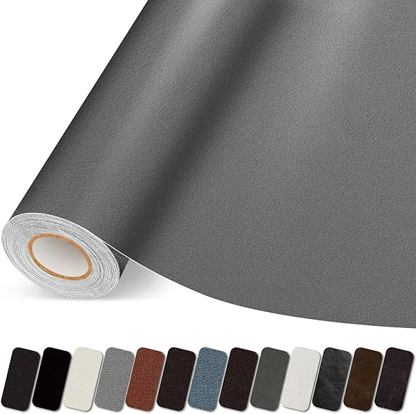 Lifenion Leather Repair Patch, Self Adhesive Leather Repair Tape, Large Vinyl Patch Kit for Couches, Sofa, Furniture, Car Seats, Office Chairs, Cabinets, Handbags（Grey, 3.5X79 Inch）
