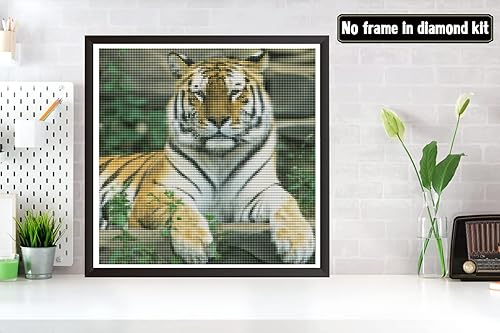 Miniatura 16 de Bimkole Kits de arte de diamantes 5D para adultos, abrazo de tigre blanco, juego de bordado de diamantes de imitación de taladro completo, pintura