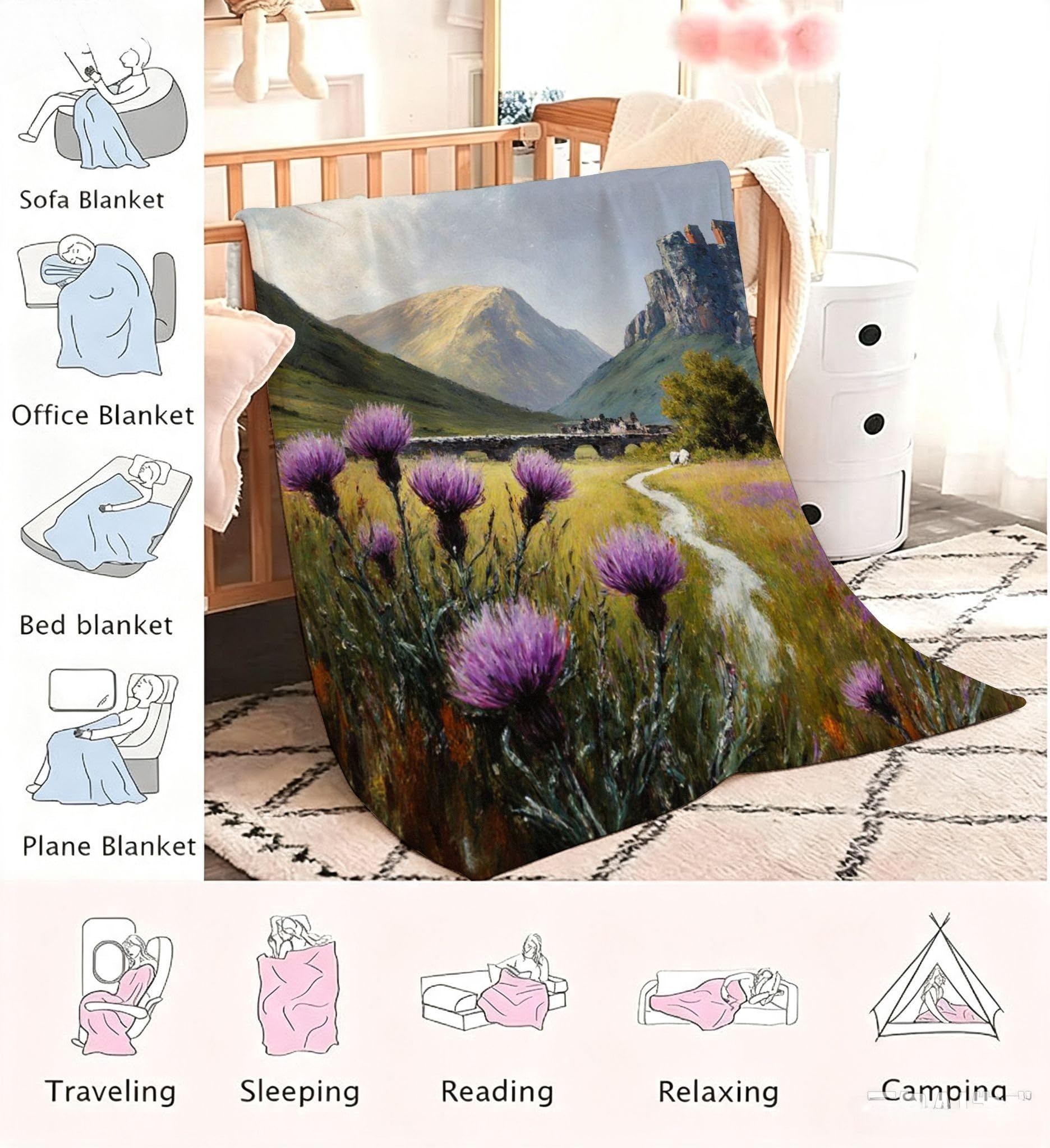 3D Druck Fleecedecke für Zwei 220x240 cm Grüner Berg a2370