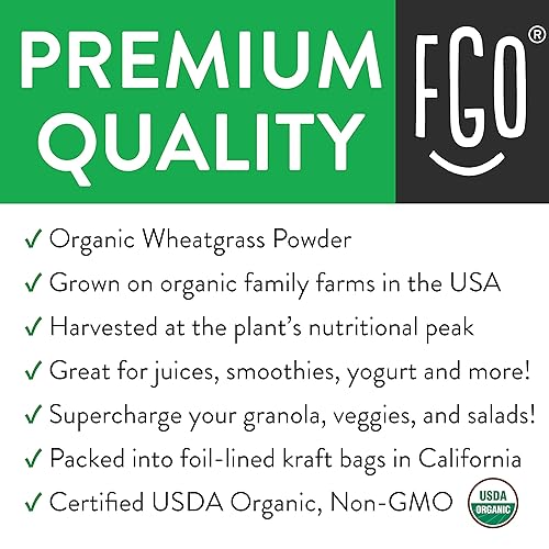 Miniatura 4 de FGO Polvo orgánico de hierba de trigo de hoja entera, cultivado en Estados Unidos, 16 onzas, el embalaje puede variar (paquete de 1)