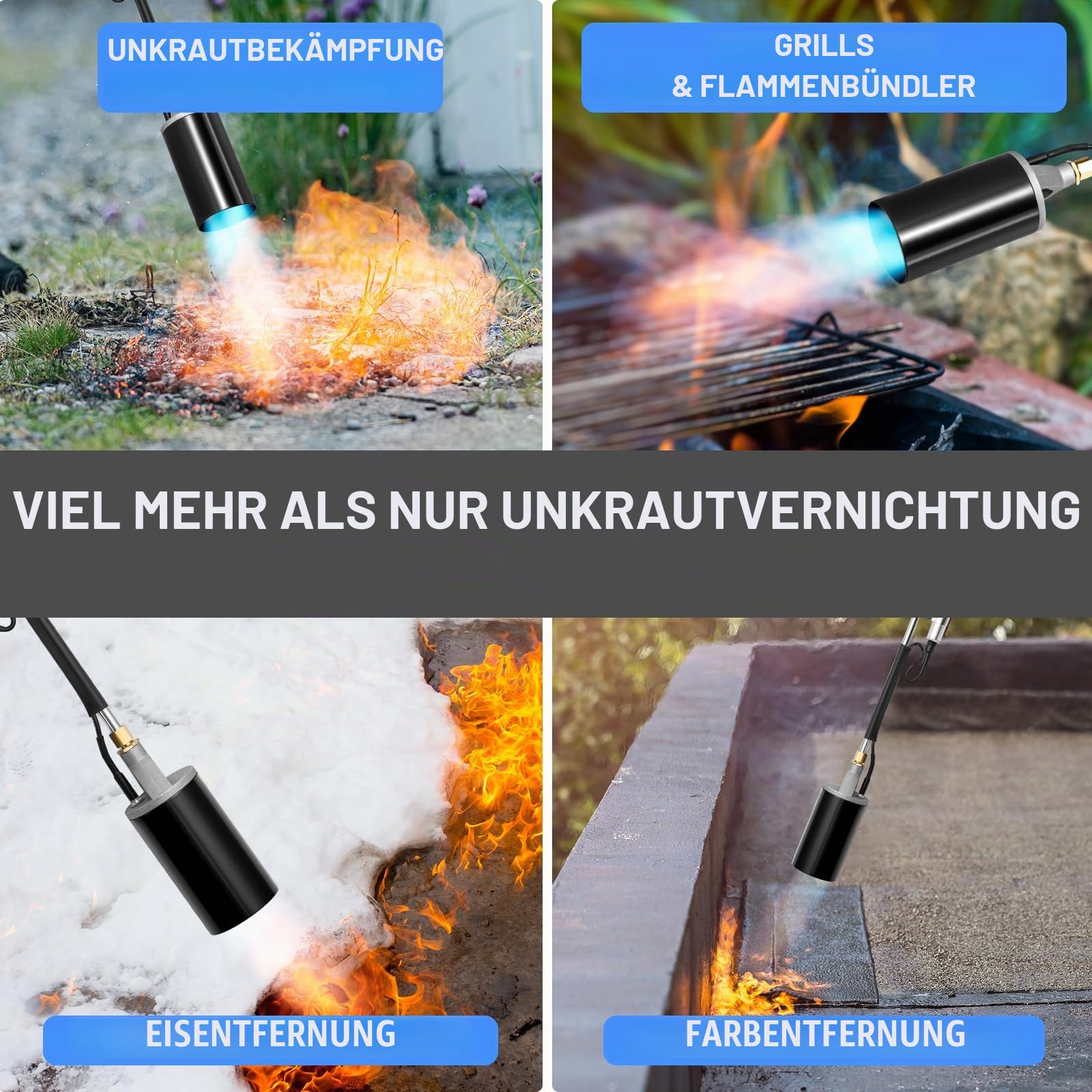 Propan Fackel Unkraut Brenner, 1.200.000 BTU High Output Unkraut Fackel Flammenwerfer, Blas Fackel mit Flammensteuerung und 30 "abnehmbaren langen Arm für Garten Holz Eis Schnee Straße Unkraut